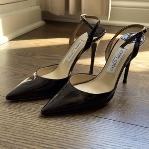 Black patent 3” Jimmy Choo Slingback heels